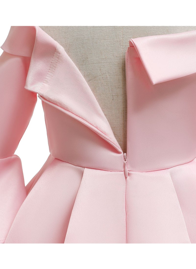 Loquat - Princess Flower Off Shoulder Mid Sleeved Skirt Dress Maxi Dress Pink - Image 1