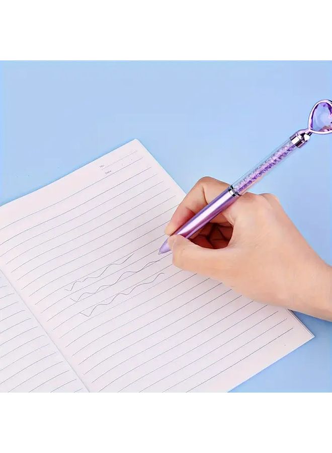 10Pcs Random Color Diamond Heart Round Pen Retractable Liquid Sand Crushed Crystal Gem - Image 5