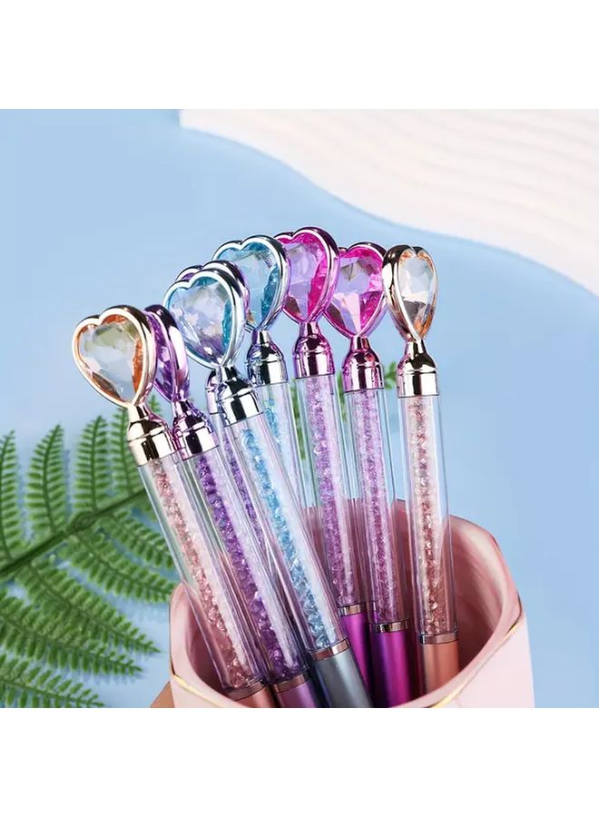 10Pcs Random Color Diamond Heart Round Pen Retractable Liquid Sand Crushed Crystal Gem - Image 4