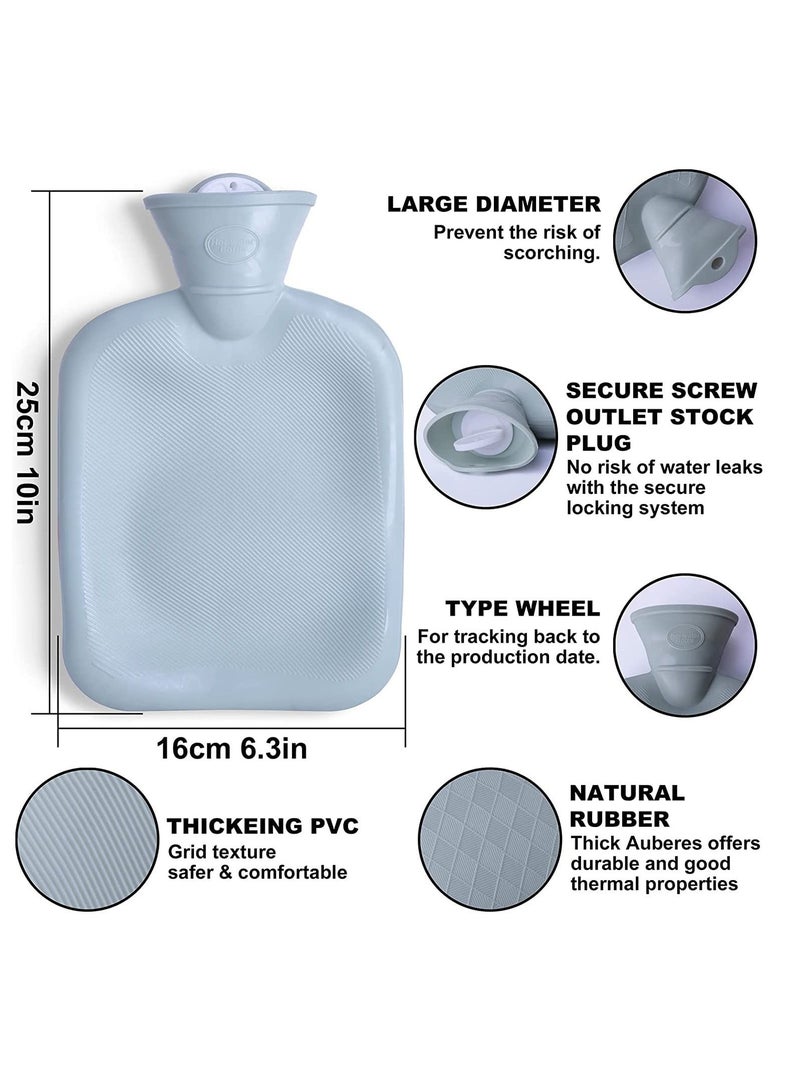 SYOSI زجاجات الماء الساخن مع غطاء رقيق، عبوة من 2 كيس ماء ساخن للكمادات الساخنة والباردة، وتدفئة اليدين والقدمين، وتسكين آلام الرقبة والكتف، وتشنجات الدورة الشهرية، والعلاج بالكمادات الساخنة والباردة - Image 3
