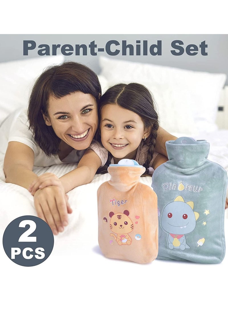 SYOSI زجاجات الماء الساخن مع غطاء رقيق، عبوة من 2 كيس ماء ساخن للكمادات الساخنة والباردة، وتدفئة اليدين والقدمين، وتسكين آلام الرقبة والكتف، وتشنجات الدورة الشهرية، والعلاج بالكمادات الساخنة والباردة - Image 2