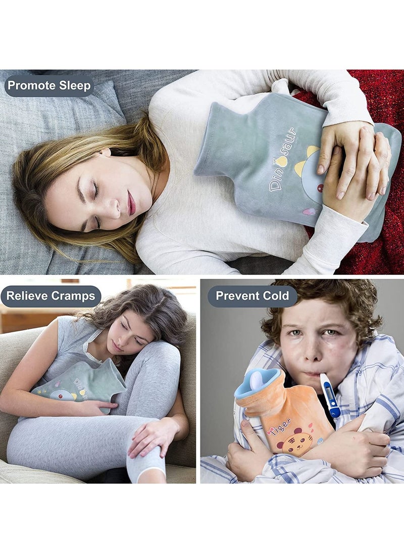 SYOSI زجاجات الماء الساخن مع غطاء رقيق، عبوة من 2 كيس ماء ساخن للكمادات الساخنة والباردة، وتدفئة اليدين والقدمين، وتسكين آلام الرقبة والكتف، وتشنجات الدورة الشهرية، والعلاج بالكمادات الساخنة والباردة - Image 4