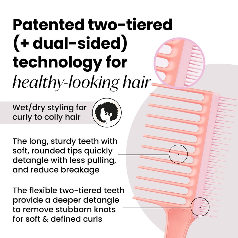 Tangle Teezer The Wide Tooth Comb for Curly Hair, Double-Sided Detangling Comb for All Hair Types, Wet and Dry Detangling, Lilac - Image 2