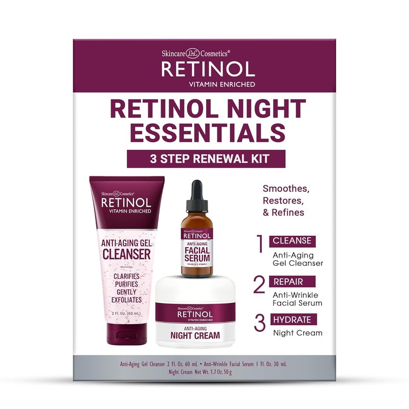 Retinol AntiAging Night Essentials 3 Step Renewal Kit The Original for a Younger Look Smooths Restores and Refines Cleanse Treat Repair Hydrate OnTheGo - Image 2