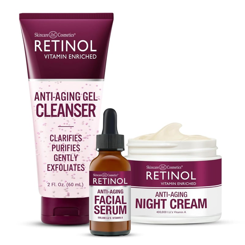 Retinol AntiAging Night Essentials 3 Step Renewal Kit The Original for a Younger Look Smooths Restores and Refines Cleanse Treat Repair Hydrate OnTheGo - Image 1