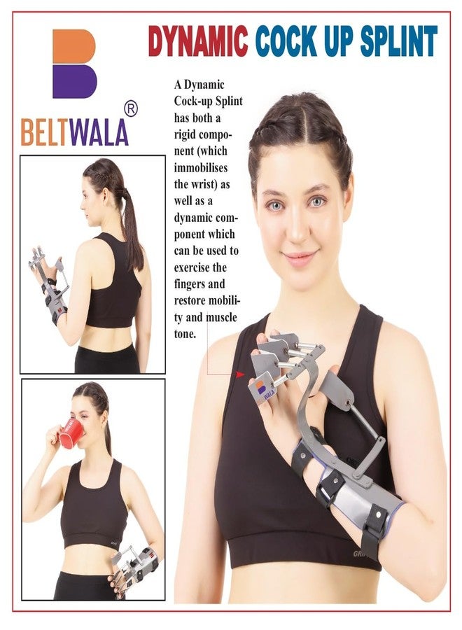 beltwala جبيرة BELTWALA المصنوعة من الألومنيوم بتقنية Dynamic Cock Up لعلاج متلازمة النفق الرسغي مع مساعدة على تمديد الأصابع | دعامة خفيفة الوزن لدعم المعصم واليد مع أحزمة فيلكرو قابلة للتعديل (اليد اليسرى) - Image 2
