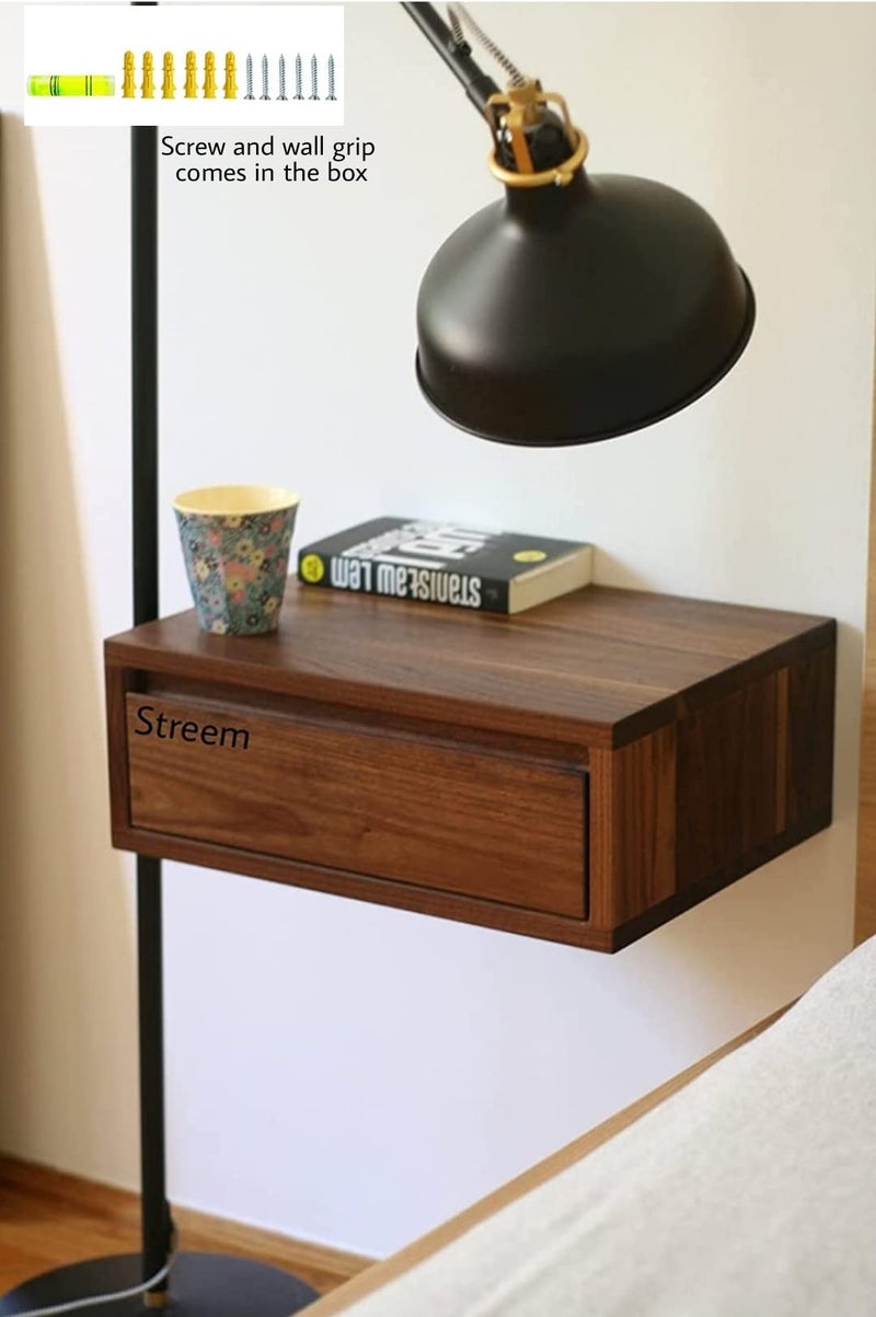 Streem Furniture Wooden Bedside Table for Bedroom | Wooden Nightstand Lamp Table with 1 Drawer (Style-01) - Image 2