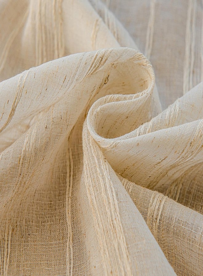 Deeprove Boho Textured Valance, Neutral Bohemian Farmhouse Chic Kitchen Closet Textured Burlap with Tassels, Bathroom Window Treatment Small Linen Stripe Curtain Wall Decor, 1 Panel 59" W x 18" L - Image 4