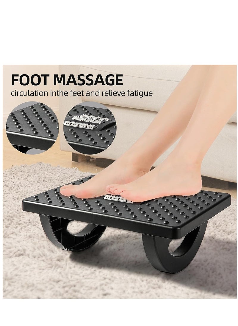 Arabest Ergonomic Foot Rest Under Desk, 180° Rocking Desk Foot Stool with Massage Surface, Foot Massager for Home, Office, Relieve Leg Pressure (Black)  - Image 3