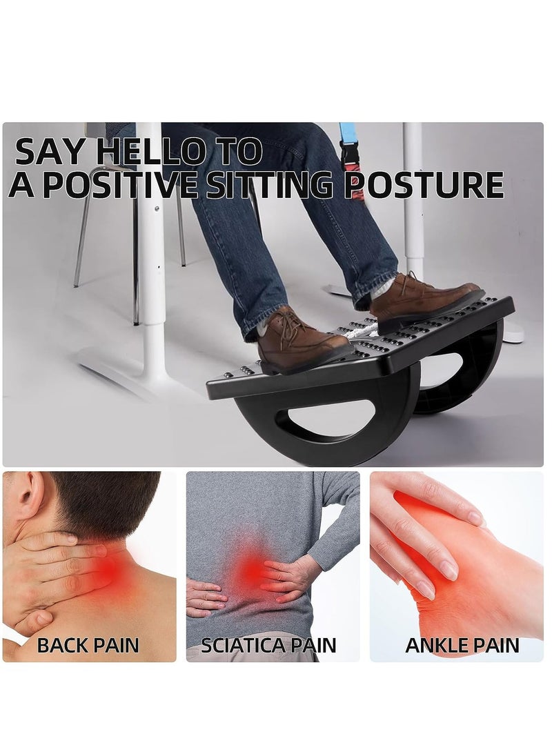 Arabest Ergonomic Foot Rest Under Desk, 180° Rocking Desk Foot Stool with Massage Surface, Foot Massager for Home, Office, Relieve Leg Pressure (Black)  - Image 4