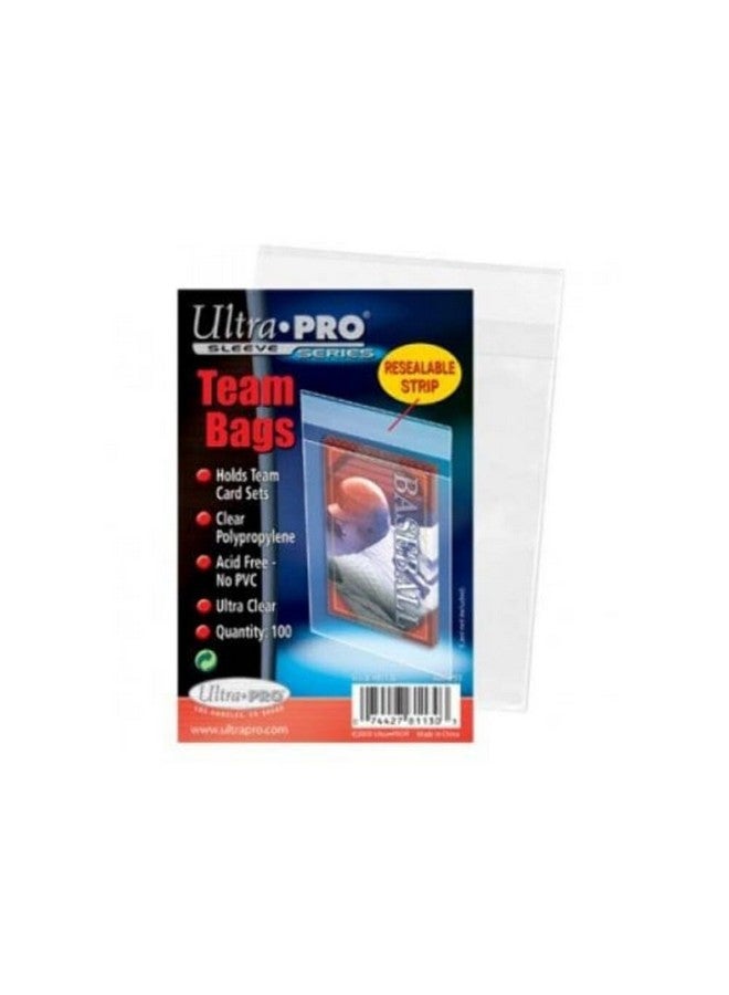 Ultra Pro - Team Bags Resealable Sleeves (100 Ct.) - Protect Your Gaming Cards, Sports Cards, And Collectible Cards, Features Resealable Edge For Easy Access And Switching Cards Out 