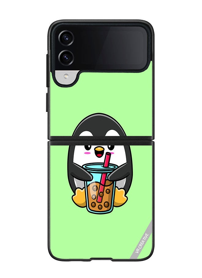 VR CREATIVE - Protective Case Cover For Samsung Galaxy Z Flip4 Penguine Cola Design Multicolour - Image 1