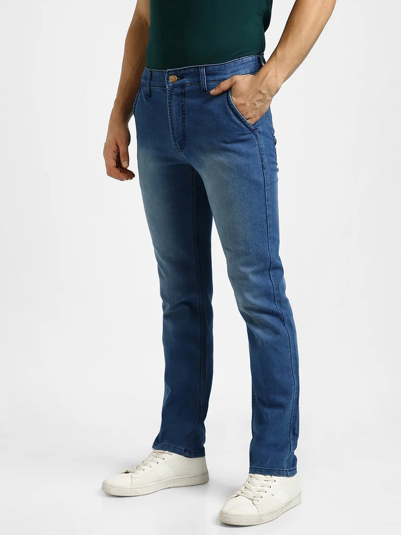Urbano Fashion  Urbano Fashion Men's Light Blue Regular Fit Washed Jeans Stretchable  | Best Price UAE