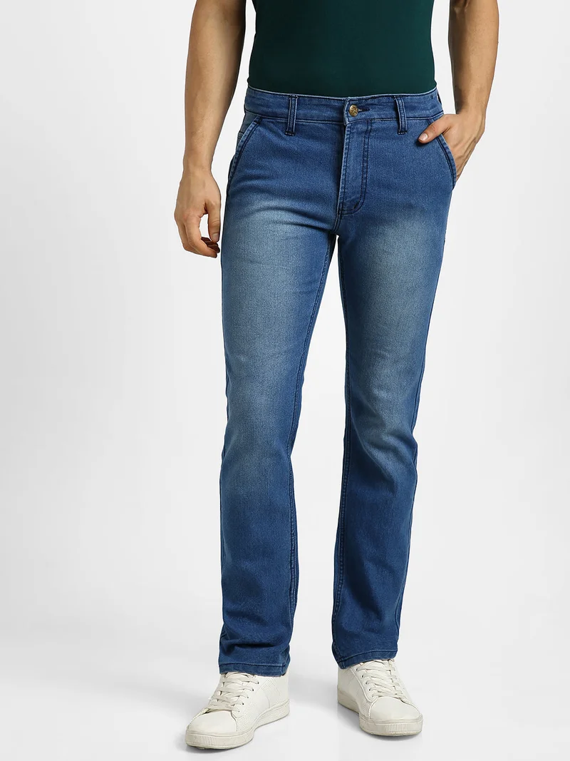 Urbano Fashion Men's Light Blue Regular Fit Washed Jeans Stretchable