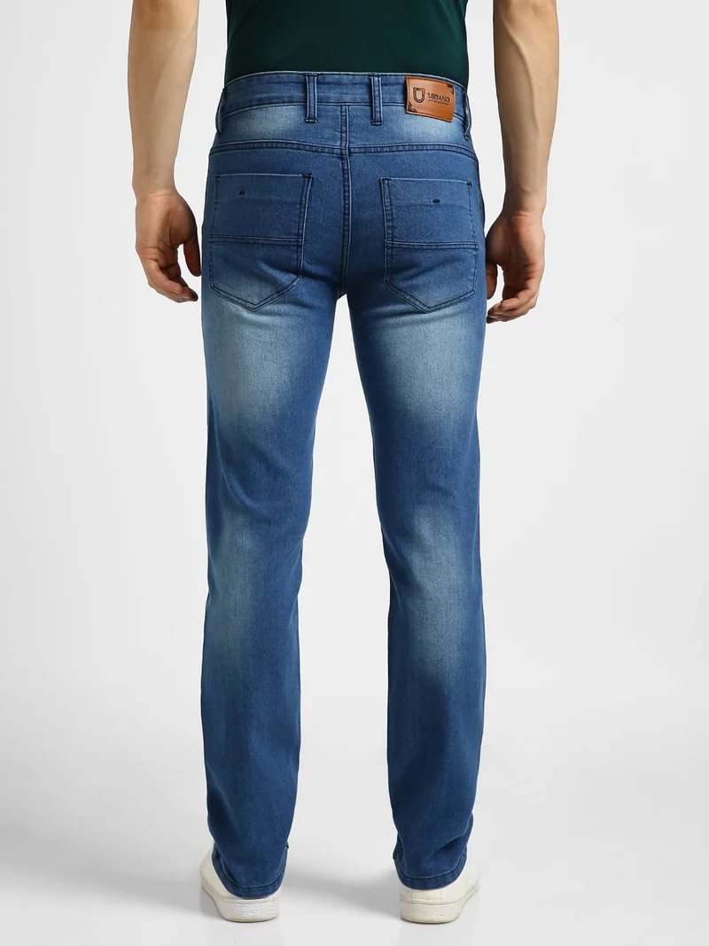 Urbano Fashion  Urbano Fashion Men's Light Blue Regular Fit Washed Jeans Stretchable  | Best Price UAE