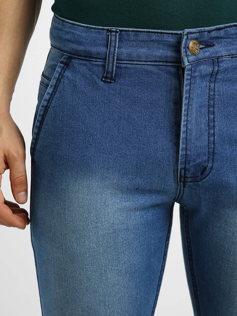 Urbano Fashion  Urbano Fashion Men's Light Blue Regular Fit Washed Jeans Stretchable  | Best Price UAE