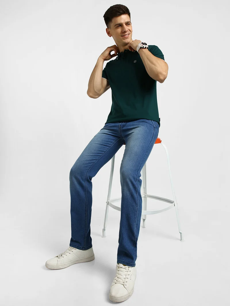 Urbano Fashion  Urbano Fashion Men's Light Blue Regular Fit Washed Jeans Stretchable  | Best Price UAE