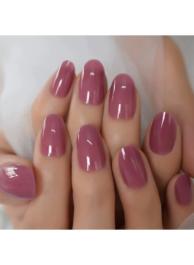 Goolsky 24 Pcs European and American Style Press-on Nails, Solid Color Short Fake Nails, Removable Nail Extensions - Image 1