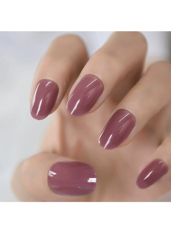 Goolsky 24 Pcs European and American Style Press-on Nails, Solid Color Short Fake Nails, Removable Nail Extensions - Image 3