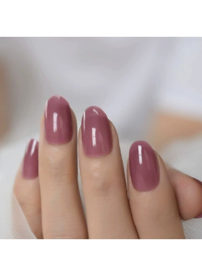 Goolsky 24 Pcs European and American Style Press-on Nails, Solid Color Short Fake Nails, Removable Nail Extensions - Image 2