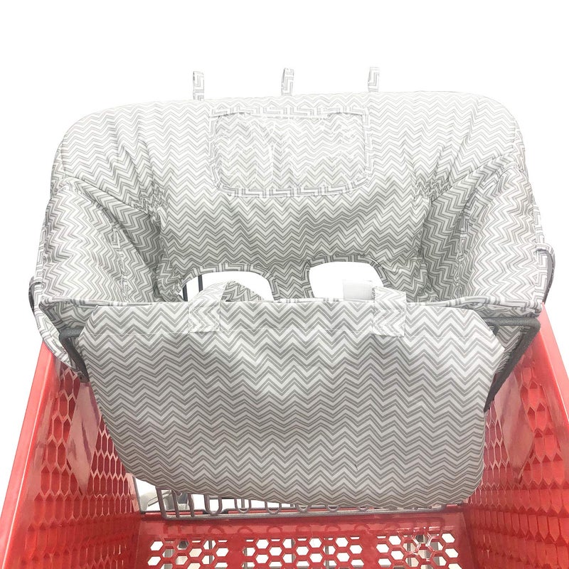 HIVVI Portable 2-in-1 Grocery Cart Seat Cover and Baby Highchair Cover (Gray Chevron) - Image 4