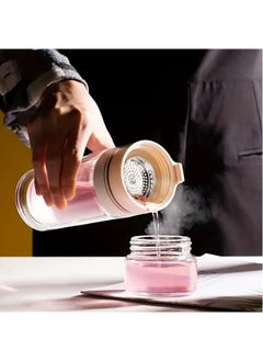 Hihonor Tea Infuser Bottle,Coffee Mug & Water Bottle with Tea Separation,Clear Double Wall Glass Water Bottle,Portable Travel Water Separation Tea Bottle Mug Cup with Tea Infuser for Women Men (Black 520ml)  - Image 5