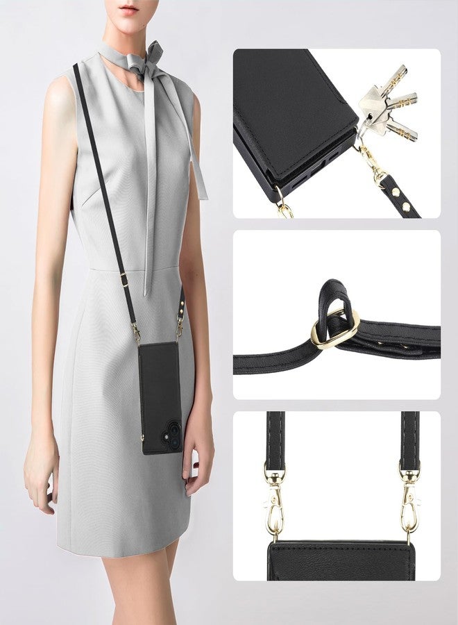 Bocasal Crossbody Wallet Case for iPhone 16 Plus with RFID Blocking Card Slot Holder, Magnetic Flip Folio Purse Case, PU Leather Zipper Handbag with Detachable Lanyard Strap 6.7 Inch 5G (Black) - Image 5