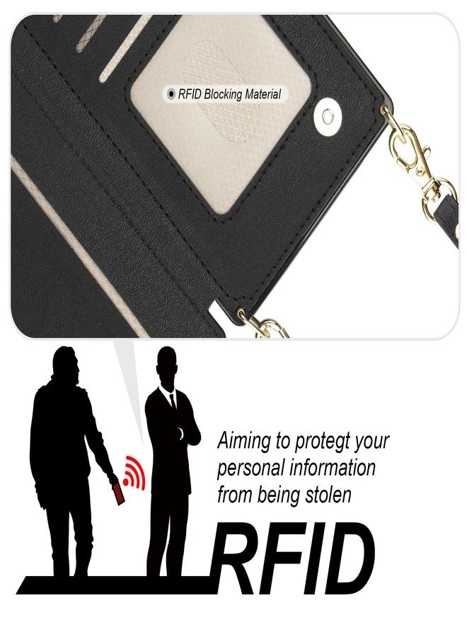 Bocasal Crossbody Wallet Case for iPhone 16 Plus with RFID Blocking Card Slot Holder, Magnetic Flip Folio Purse Case, PU Leather Zipper Handbag with Detachable Lanyard Strap 6.7 Inch 5G (Black) - Image 4