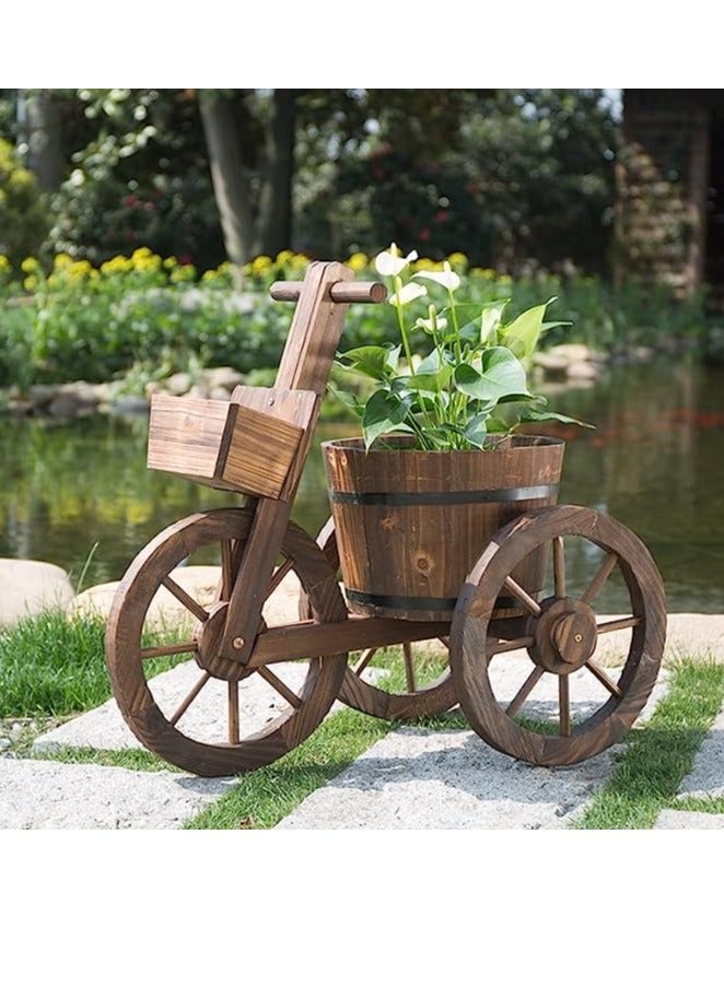طعم المنزل وعاء زهور خشبي على شكل دورة مزهرية خشبية للزينة لحديقة المنزل الداخلية والخارجية - Image 1