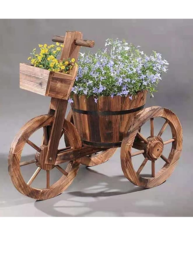 طعم المنزل وعاء زهور خشبي على شكل دورة مزهرية خشبية للزينة لحديقة المنزل الداخلية والخارجية - Image 2