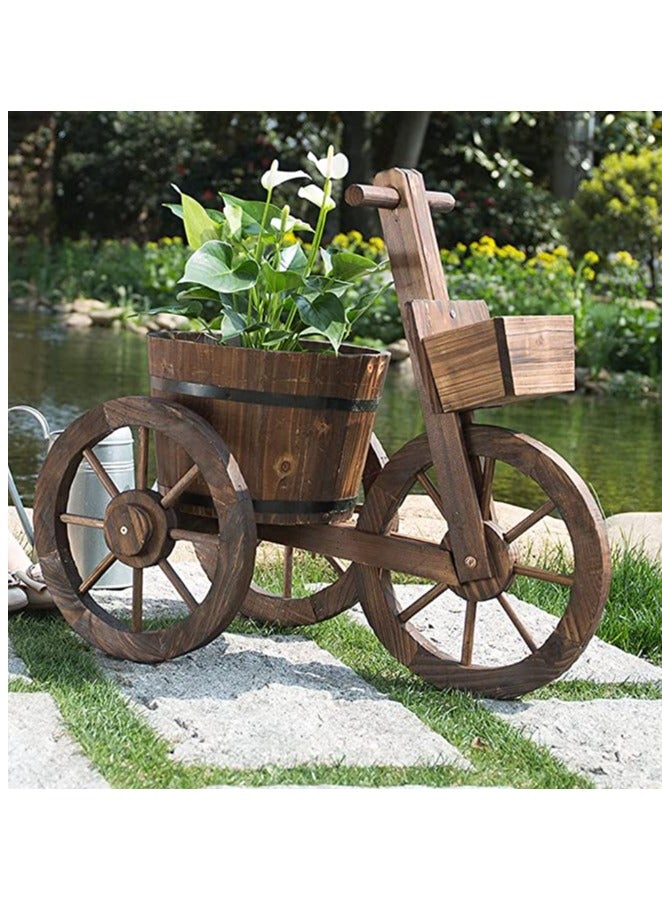 طعم المنزل وعاء زهور خشبي على شكل دورة مزهرية خشبية للزينة لحديقة المنزل الداخلية والخارجية - Image 3