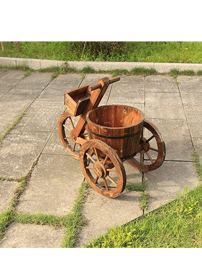 طعم المنزل وعاء زهور خشبي على شكل دورة مزهرية خشبية للزينة لحديقة المنزل الداخلية والخارجية - Image 5