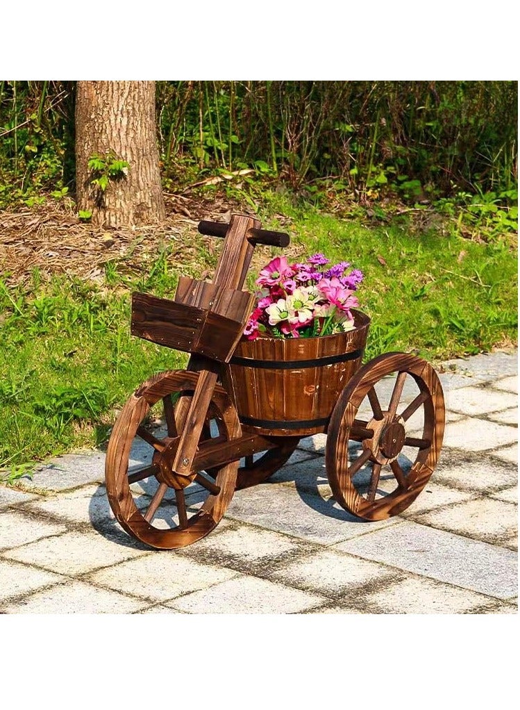 طعم المنزل وعاء زهور خشبي على شكل دورة مزهرية خشبية للزينة لحديقة المنزل الداخلية والخارجية - Image 4