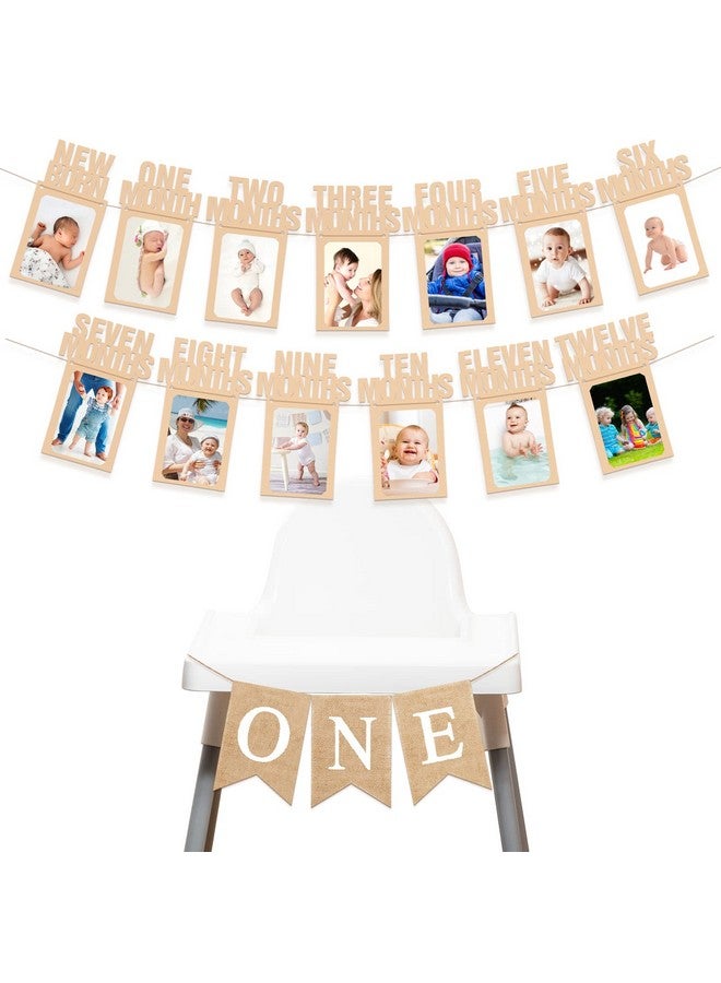 Tudomro One High Chair First Birthday Burlap Banner One Banner and 1st Birthday Photo Banner for Boy Girl Newborn 12 Month One Year Old Birthday Decorations Monthly Milestones Garland Photo Prop Supplies - Image 1