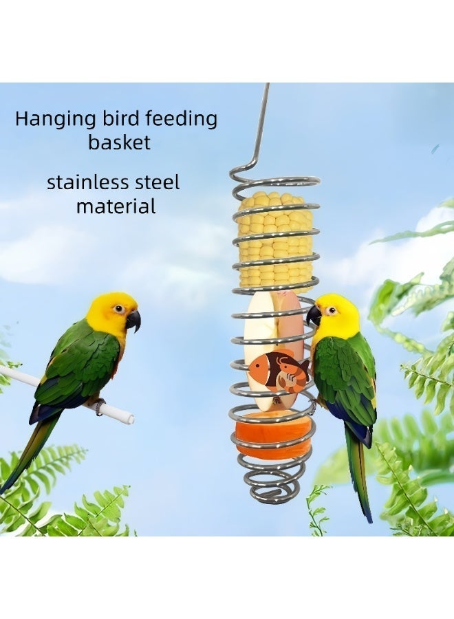 مغذي طيور معلق من الفولاذ المقاوم للصدأ، مناسب للببغاوات، والكونيور، والكوكاتيل، والماكاو، والببغاوات الرمادية الأفريقية. - Image 1