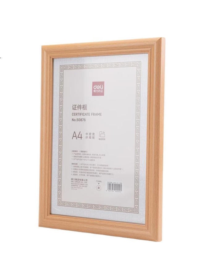 Deli A4 Business License Photo Frame, Certificate Frame, Horizontal And Vertical Id Photo Frame, Certificate Frame, Document Frame, Yellow 50876 - Image 2