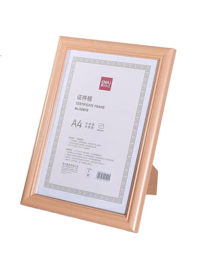 Deli A4 Business License Photo Frame, Certificate Frame, Horizontal And Vertical Id Photo Frame, Certificate Frame, Document Frame, Yellow 50876 - Image 1