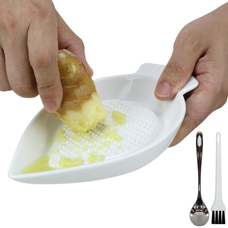 EIKS Ceramic Grater Plate for Grinding Wasabi Ginger Garlic Cheese Carrot Fruits Vegetables Working for Home Kitchen Cooking Preparation
