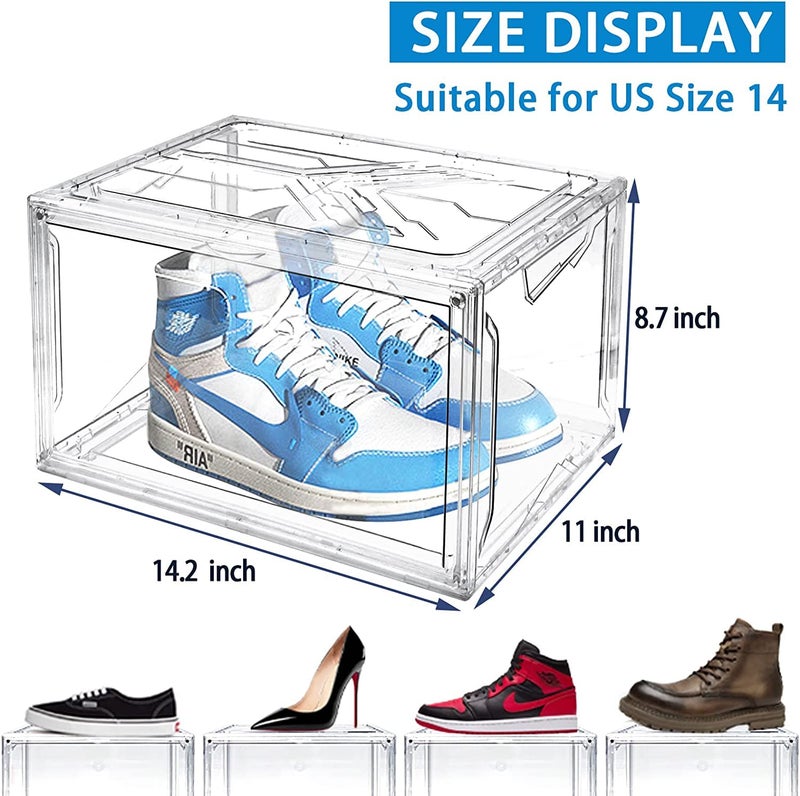 Calyrex Shoe Storage Boxes Clear Plastic Stackable Shoe Container Display Shoe Organizer with Drop Front for Sneaker HighHeel Boots Transparent 1 Pack Rectangular - Image 2