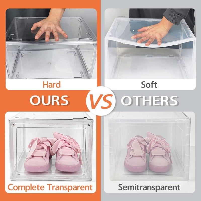 Calyrex Shoe Storage Boxes Clear Plastic Stackable Shoe Container Display Shoe Organizer with Drop Front for Sneaker HighHeel Boots Transparent 1 Pack Rectangular - Image 3