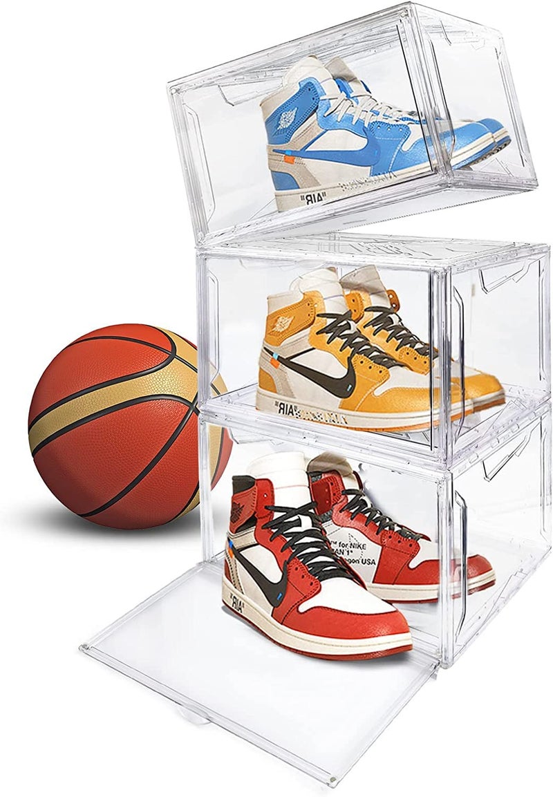 Calyrex Shoe Storage Boxes Clear Plastic Stackable Shoe Container Display Shoe Organizer with Drop Front for Sneaker HighHeel Boots Transparent 1 Pack Rectangular - Image 1