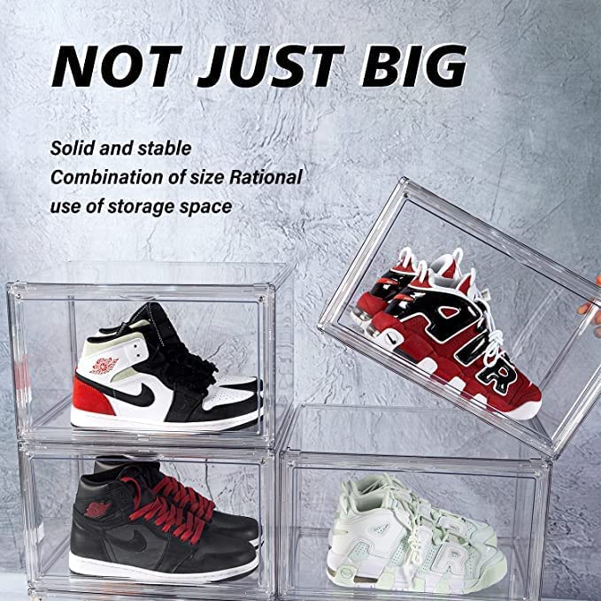 Calyrex Shoe Storage Boxes Clear Plastic Stackable Shoe Container Display Shoe Organizer with Drop Front for Sneaker HighHeel Boots Transparent 1 Pack Rectangular - Image 5