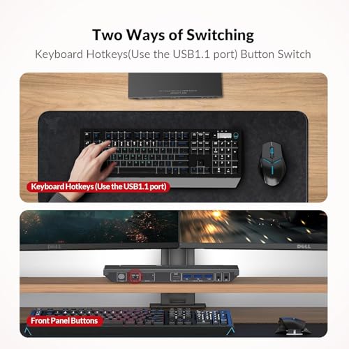 v AV Access AV Access KVM Switch 2 Monitors 2 Computers, 4 USB, EDID, Fast Hotkey Switch, 4K@60Hz HDMI Dual Monitor Display 1 or 2 PCs Simultaneously,2 Desktops for Dell Lenovo HP Share One Set of Keyboard Mouse - Image 3