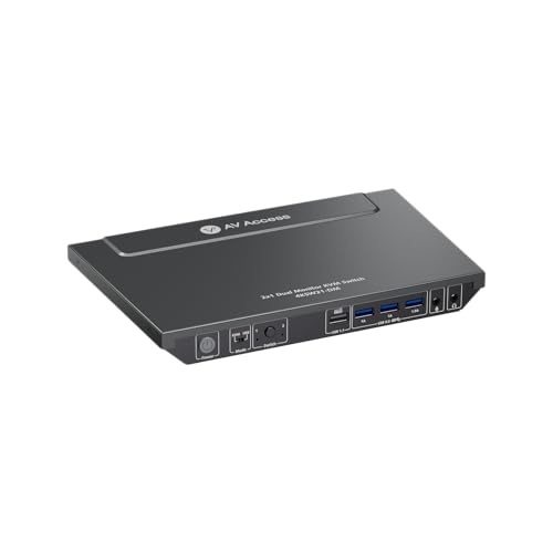 v AV Access AV Access KVM Switch 2 Monitors 2 Computers, 4 USB, EDID, Fast Hotkey Switch, 4K@60Hz HDMI Dual Monitor Display 1 or 2 PCs Simultaneously,2 Desktops for Dell Lenovo HP Share One Set of Keyboard Mouse - Image 1