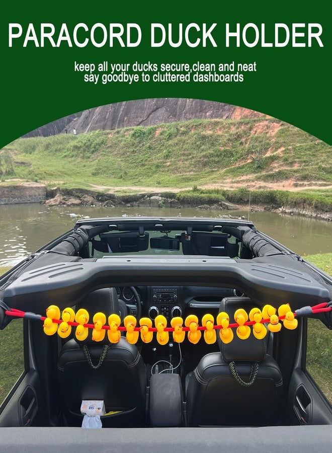 ROMASO Duck Holder for Jeep,Rubber Ducks Holder for Jeep Wrangler YJ TJ JK JL & Gladiator JT, Hold 32 Rubber Ducks,Red Paracord Duck Mount - Image 2