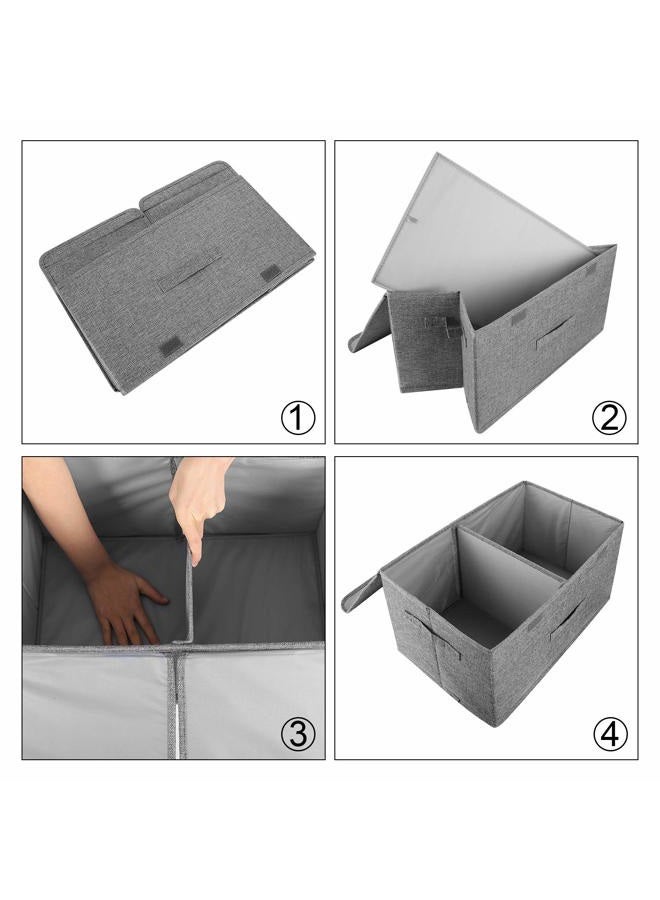 Valease 2 Pack Storage Boxes with Lids and Handles, Collapsible Linen Storage Bins Organizer Containers Baskets Cube with Removable Divider for Home Bedroom Closet Office (Pink, Large) - Image 3