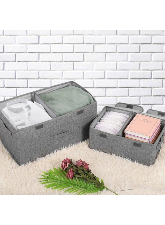 Valease 2 Pack Storage Boxes with Lids and Handles, Collapsible Linen Storage Bins Organizer Containers Baskets Cube with Removable Divider for Home Bedroom Closet Office (Pink, Large) - Image 4