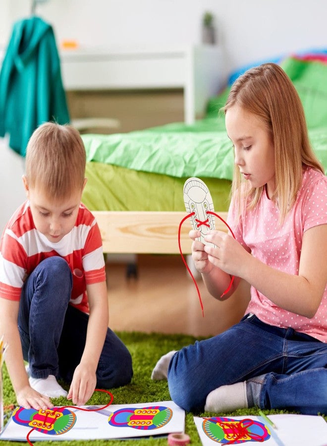 ZAKVOOR 12 Sets of Shoelace Threading Teaching Toys Learn to Tie Shoelaces Kindergarten Early Educational Rope Practice Bowknot Painting Puzzle Toys for Kids Toddlers - Image 4