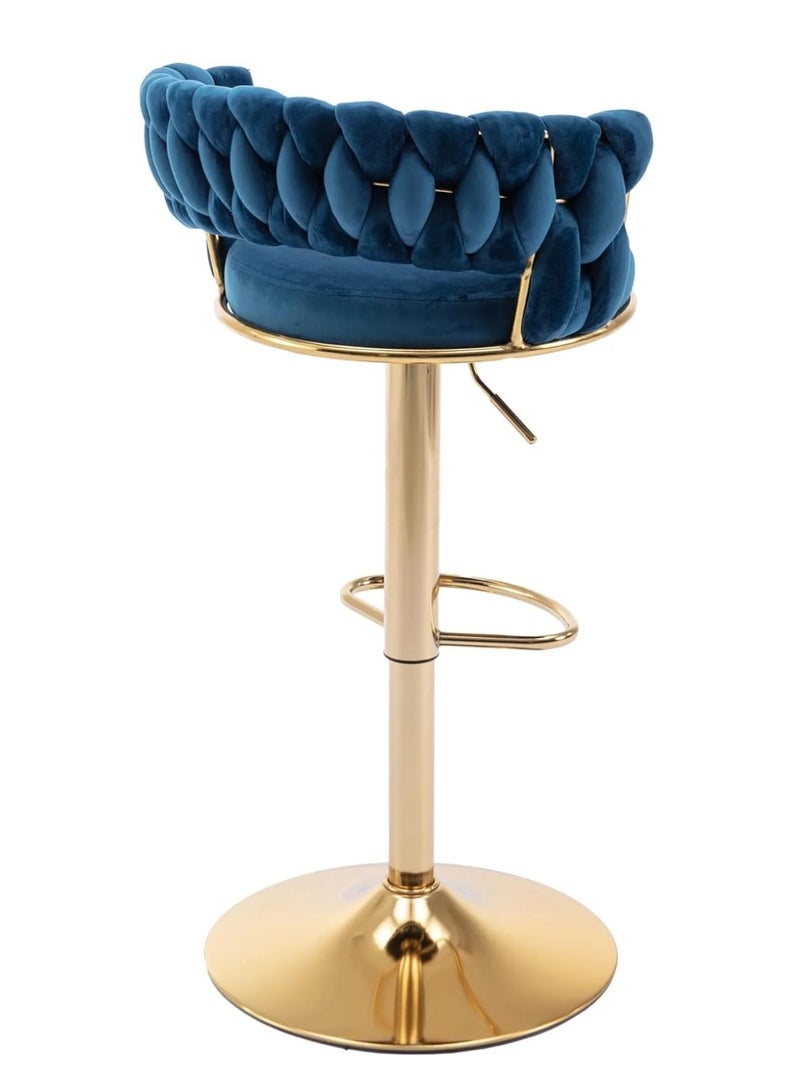 DubaiGallery كرسي بار فاخر، كرسي استقبال دائري حديث قابل للتعديل، كرسي بار من المخمل الذهبي، كرسي طعام مرتفع للمطبخ، قابل للتعديل في الارتفاع ودوران 360°، مناسب للبار، المنزل، المكتب، المقهى - Image 2