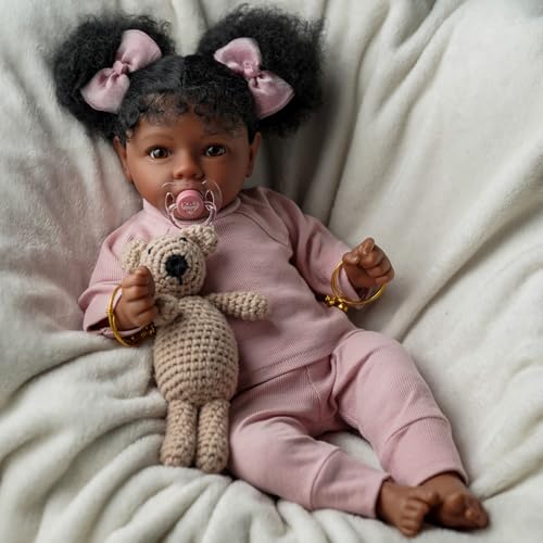 BABESIDE Lifelike Reborn Baby Dolls Black Girl 20 Inch Soft Body RealisticNewborn Handmade Real Life Baby Dolls Christmas with Clothes and Toy Accessories Gift for Kids Age 3 - Image 1